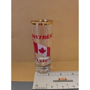 Montreal Canada Gold Rim Maple Leaf 4" Shot Glass No Chips or Cracks